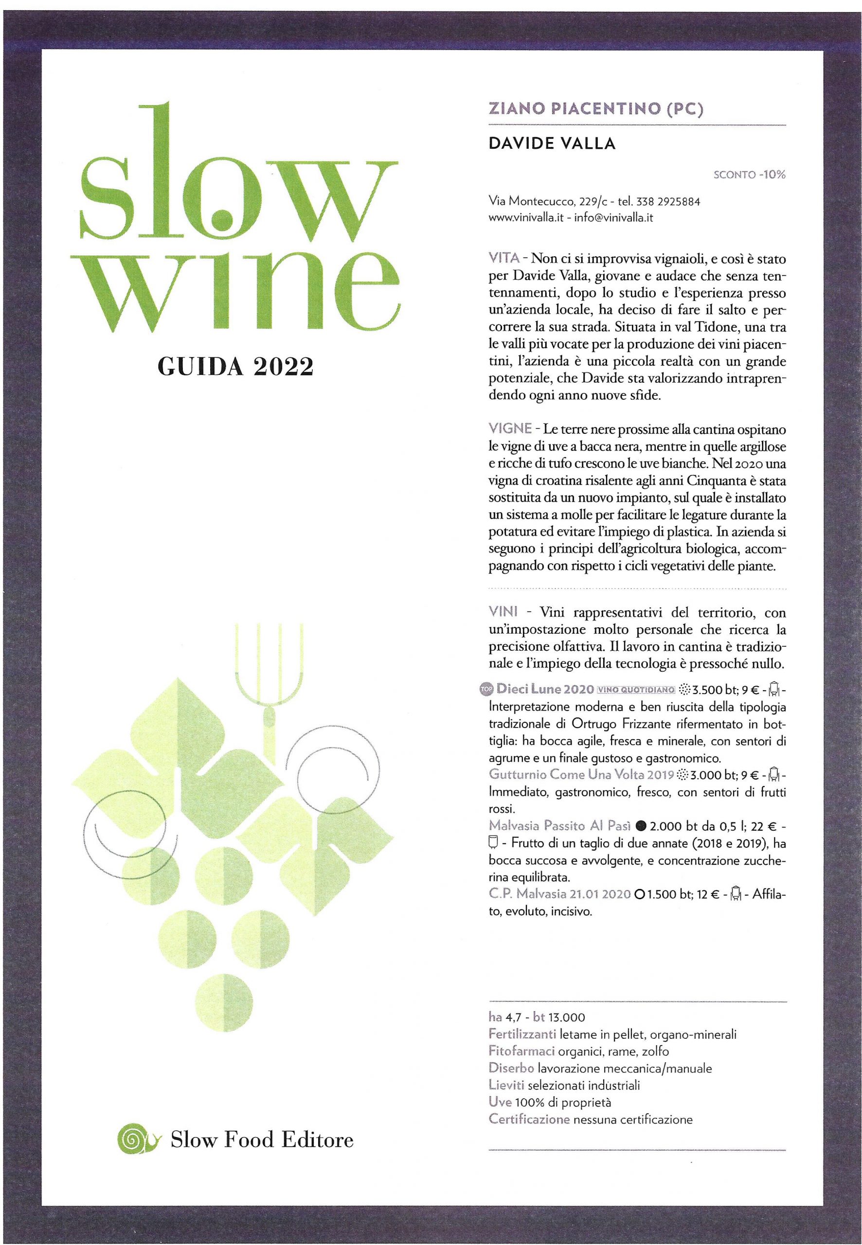 Attestato Slow Wine 2022